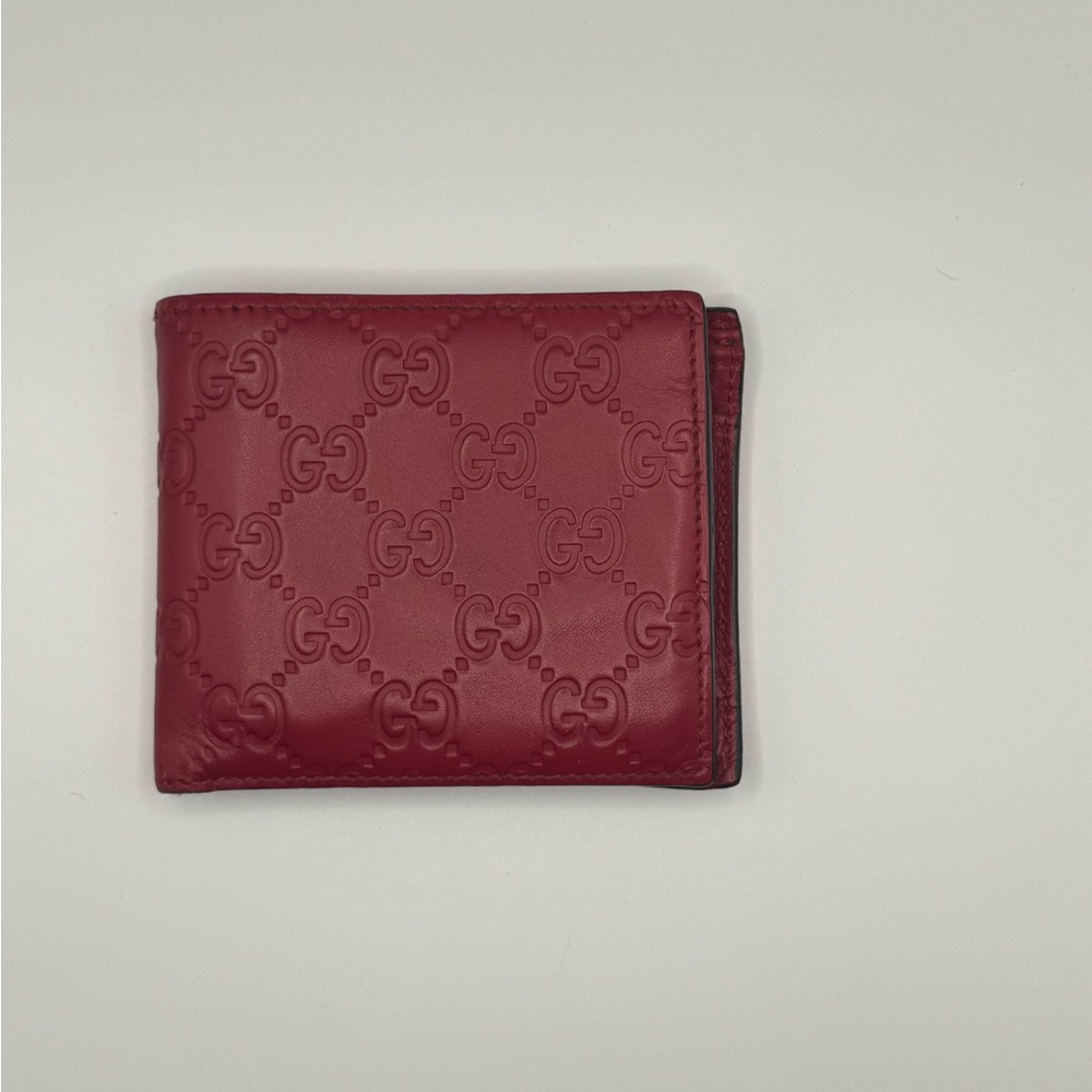 Gucci Guccissima Red Bifold Leather Wallet - Picture 3 of 8